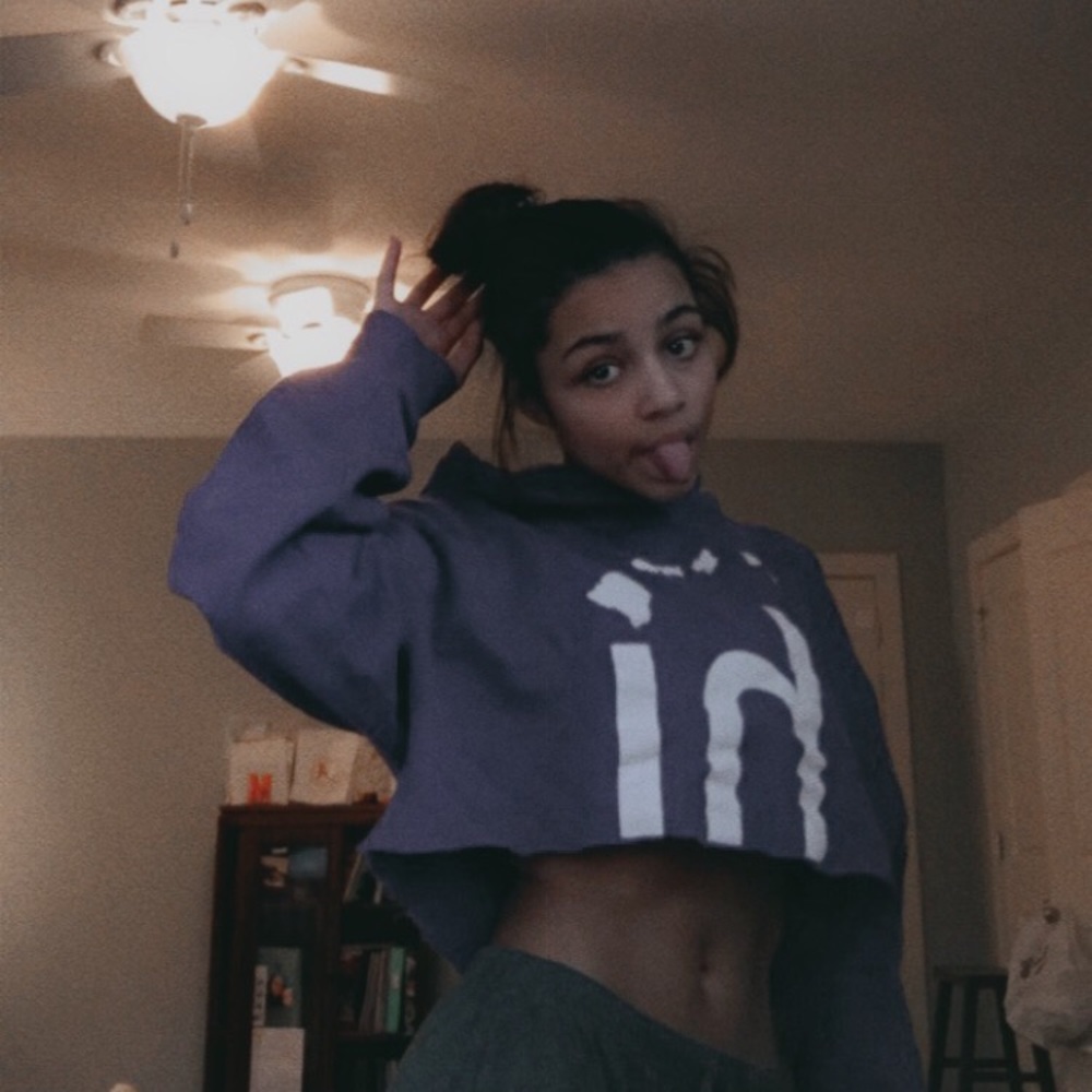 Purple (HI) Hawaii Island cropped hoodie.